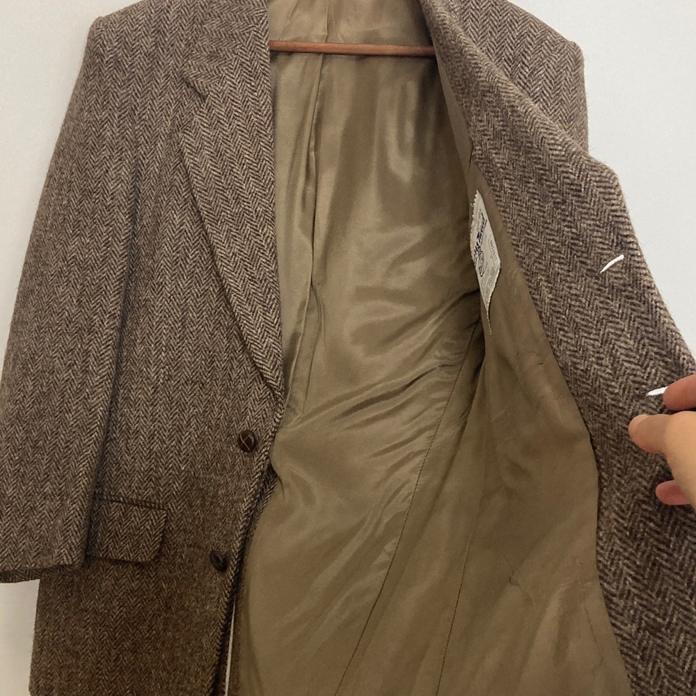 Vintage Harris Tweed Brown Herringbone Sport Coat - Picture 12 of 15